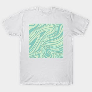 Groovy Swirling Liquid Pattern - Teal T-Shirt